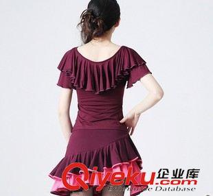 成人單上衣 成人拉丁舞蹈上衣 廠家新款短袖舞蹈服 廣場(chǎng)舞喇叭袖G04短袖原始圖片2