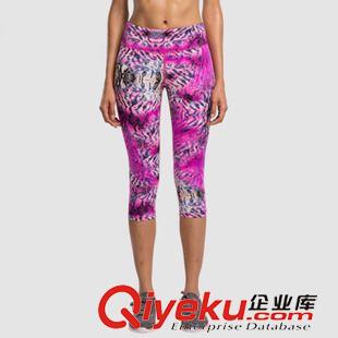 跑步褲 女款印花健身運(yùn)動(dòng)跑步速干彈力打底褲體操瑜伽褲訓(xùn)練壓縮七分褲原始圖片2