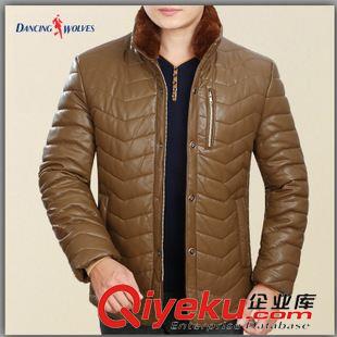 2015冬季新款 冬季新款皮衣獺兔毛領(lǐng)尼克服男中年男商務(wù)加厚羽絨服外套立領(lǐng)脫卸