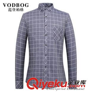 長(zhǎng)袖襯衫 新品2015秋冬長(zhǎng)袖襯衫格子男韓版商務(wù)休閑純棉潮款免燙修身襯衣男