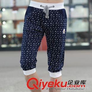 短褲 夏裝 男裝夏季新款純棉小腳褲中腰薄款青少年花點男褲子七分褲爆款原始圖片2
