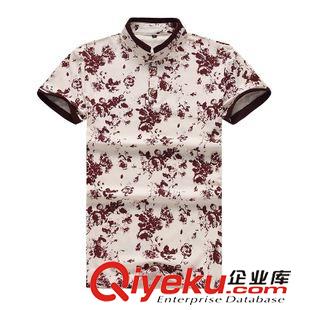 (長款 短款)T恤  批發(fā)男裝夏季新款男士短袖t恤韓版修身純棉印花小立領(lǐng)體恤男原始圖片2