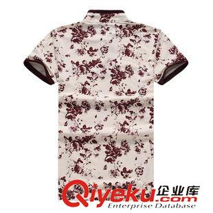 (長款 短款)T恤  批發(fā)男裝夏季新款男士短袖t恤韓版修身純棉印花小立領(lǐng)體恤男原始圖片3