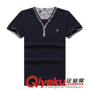 (長款 短款)T恤  男裝夏季新款短袖T恤V領(lǐng)上衣青少年男裝批發(fā)休閑短袖原始圖片3