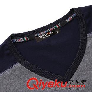 (長(zhǎng)款 短款)T恤  夏裝V領(lǐng)男士短袖T恤 男裝純色上衣修身韓版純棉體恤衫潮原始圖片3