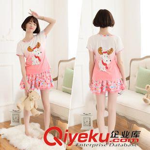 莫代爾/牛奶絲 爆款睡衣 女夏季短袖短裙褲卡通家居服 薄款牛奶絲新款漸變色A114原始圖片2