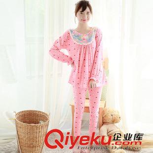 女裝 睡衣混批發(fā) 秋季新品清新糖果色花褲針織棉長(zhǎng)袖女士睡衣套裝A198原始圖片2