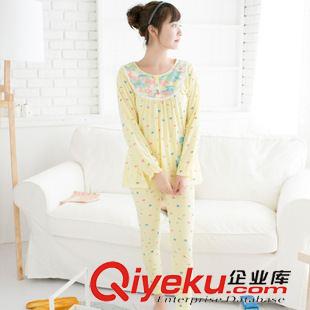 女裝 睡衣混批發(fā) 秋季新品清新糖果色花褲針織棉長(zhǎng)袖女士睡衣套裝A198原始圖片3
