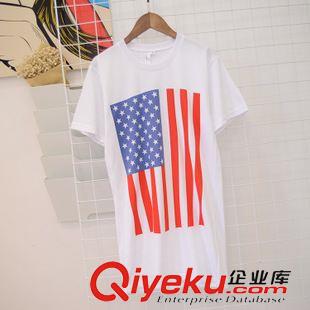 AA風(fēng)格 現(xiàn)貨美國(guó)官網(wǎng)代購(gòu)American Apparel/AA美國(guó)國(guó)旗印花短袖基本T恤