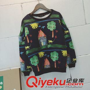 10.5NEW 歐洲站秋季新款2015女裝時尚童趣可愛卡通太空棉空氣感圓領(lǐng)寬衛(wèi)衣原始圖片2