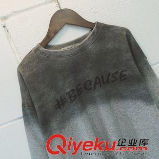 10.5NEW 歐美風(fēng)個(gè)性2015秋季新款百搭漸變?cè)咀帜该γ藜暨吿最^寬松衛(wèi)衣原始圖片3