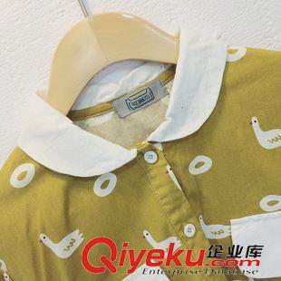 9.29NEW 塔卡沙日式軟妹2015秋季新款姜黃色刺繡小鵝翻領(lǐng)長(zhǎng)袖開(kāi)衫襯衫女原始圖片3