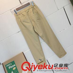 9.25NEW 塔卡沙秋季新款經(jīng)典女裝帥氣簡約后褲腳刺繡小狗卡其色休閑褲長褲