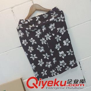 9.25NEW 日單日式森女文藝范2015秋季新款水墨花朵水洗牛仔棉松緊腰半身裙原始圖片2