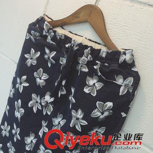 9.25NEW 日單日式森女文藝范2015秋季新款水墨花朵水洗牛仔棉松緊腰半身裙原始圖片3