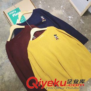 9.24NEW 韓國(guó)官網(wǎng)同款ulzzang學(xué)院刺繡卡通針織純色毛衣寬版休閑大碼女裝原始圖片2