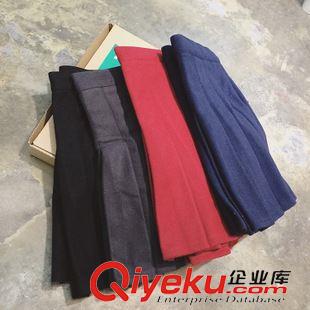 9.24NEW 秋季歐美簡單AA風(fēng)學(xué)院ULZZANG復(fù)古加厚毛呢百褶裙高腰半身裙女原始圖片2