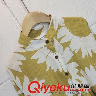 9.24NEW 韓國(guó)秋季新款2015時(shí)尚熱賣(mài)女裝學(xué)院花朵單排扣高腰娃娃裙連衣裙原始圖片2