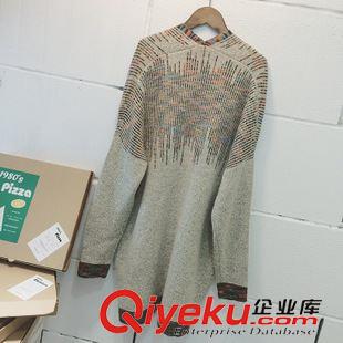 9.22NEW 2015秋冬新款熱賣百搭復(fù)古隨意拼色雜線無扣蝙蝠袖加厚開衫毛衣原始圖片2