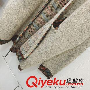 9.22NEW 2015秋冬新款熱賣百搭復(fù)古隨意拼色雜線無扣蝙蝠袖加厚開衫毛衣原始圖片3