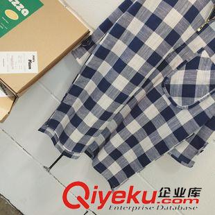 9.22NEW 2015歐美簡(jiǎn)約風(fēng)時(shí)尚個(gè)性秋季新款格子口袋拉鏈翻領(lǐng)中長(zhǎng)款開衫襯衫原始圖片2