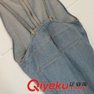 9.21NEW 2015秋季新款熱賣時尚個性雜志款拉鏈吊帶水洗牛仔棉背帶褲女裝原始圖片3