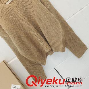 9.19NEW 2015秋季新款簡約慵懶大V領(lǐng)散漫純色寬松休閑針織套頭毛衣女裝原始圖片3
