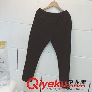 9.16NEW 秋季新款2015簡(jiǎn)約風(fēng)黑色抽繩松緊腰顯瘦羅馬面料加厚休閑褲女式