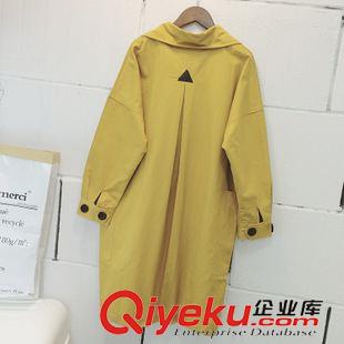 9.07NEW 歐美氣質(zhì)秋冬新款2015簡約雙排扣大口袋三角背后長款風(fēng)衣外套女原始圖片2