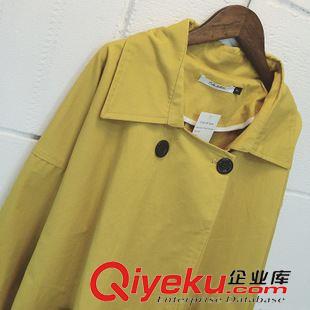 9.07NEW 歐美氣質(zhì)秋冬新款2015簡約雙排扣大口袋三角背后長款風(fēng)衣外套女原始圖片3