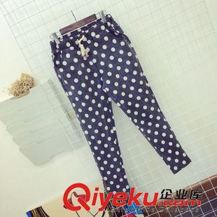 8.28NEW 日式森女文藝秋冬新款熱賣波點(diǎn)抽繩收腰寬松休閑褲長褲女式批發(fā)原始圖片2