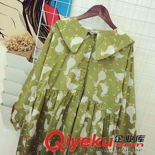 8.01NEW 新款日系可愛鴨子印花單排扣開衫寬松娃娃連衣裙 WZM580103原始圖片2