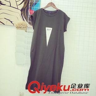 7.29NEW 韓國東大門官網款新品BLP刺繡三角形印花卷邊袖開叉長款顯瘦女T恤
