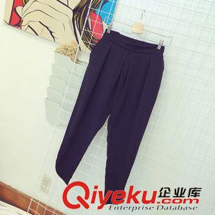 7.23NEW 歐美風(fēng)新品女裝簡約風(fēng)黑色側(cè)面開叉褲腳顯瘦西裝闊腿9分褲休閑褲