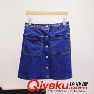 7.16NEW 歐美風(fēng)雙口袋時(shí)尚流行新品夏季高腰顯瘦修身A字版牛仔裙