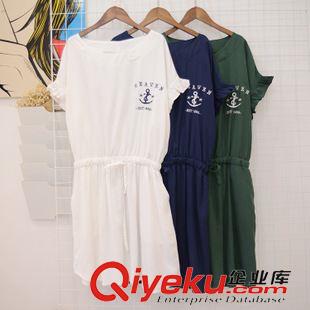 7.5NEW 韓國東大門新款女裝兔八哥印花圖案棉麻寬版開叉圓領(lǐng)長款T恤女2色