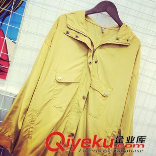  外套/大衣 塔卡沙同款春季新品背后植絨學院風黃色尼龍長款帥氣風衣女士外套