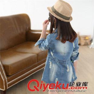 女童風(fēng)衣牛仔專區(qū) 童裝2015春秋新款女童長款復(fù)古牛仔外套時(shí)尚夾克上衣韓版收腰牛仔原始圖片3