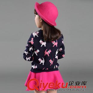 女童靚麗套裙 2015秋季新款毛衣甜美卡通小狗鉤花針織套裙女童毛衣兒童開(kāi)衫套裙原始圖片2