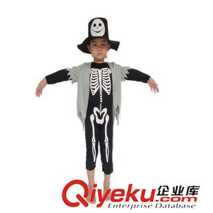男童服裝 廠家直銷海盜骨頭架連帽萬圣節舞臺表演套裝原始圖片2