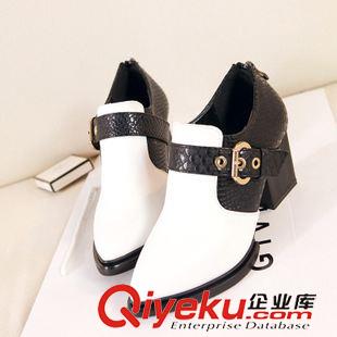 單鞋 2015春季休閑中跟淺口尖頭膠粘鞋橡膠底中跟98858-2 YDD原始圖片2