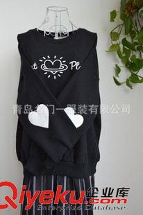 衛衣 外貿秋季新款女裝 日系文藝范刺繡字母桃心長袖衫原始圖片2