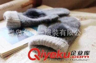 雜貨=包/鞋/帽/襪子/圍巾/飾品 2015學(xué)院風(fēng)冬季兔絨球時(shí)尚針織手套 保暖護(hù)手漂亮