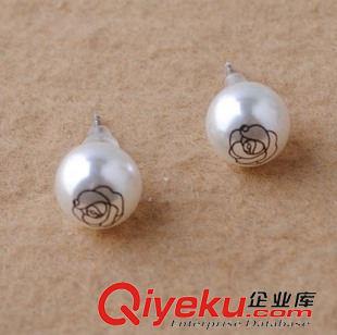 11月新款耳環(huán) 新品促銷超低價韓版精美耳釘百搭珍珠玫瑰印花耳環(huán)潮飾一件代發(fā)原始圖片2