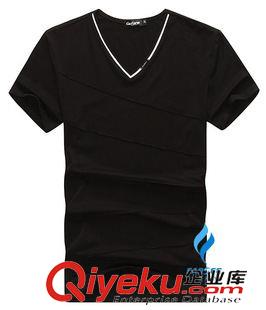 V領(lǐng)T恤   定做專區(qū) 夏裝新款男士短袖t恤訂做 男式休閑純棉V領(lǐng)短袖t恤衫 男裝白色t恤原始圖片2