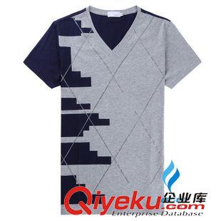 V領T恤   定做專區(qū) 純棉短袖t恤衫 簡約個性拼接系列t恤衫訂做 中山方晟服飾有限公司