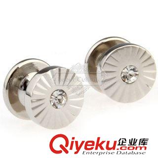 11元區(qū) 【袖扣現(xiàn)貨】銀色條紋圓形袖扣 AE1291 鑲嵌工藝原始圖片2