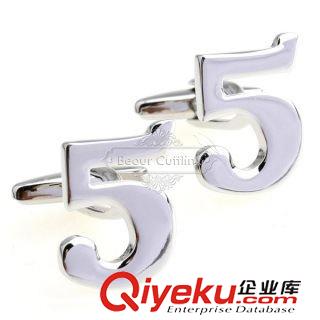 13元區(qū) 【婚慶禮品工藝品】袖扣u盤-銀色數(shù)字“5”袖扣 AE6869 金屬工藝