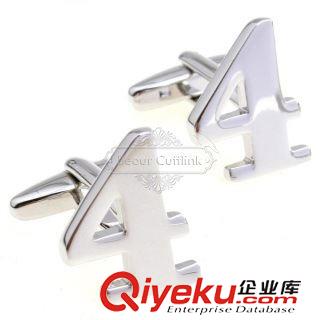 13元區(qū) 【袖扣生產(chǎn)廠家】銀色數(shù)字“4”袖扣 AE6868 金屬工藝原始圖片2