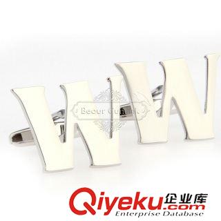 13元區(qū) 【廣州袖扣 外貿(mào)袖扣】銀色字母W袖扣 AE0264 金屬光面原始圖片2